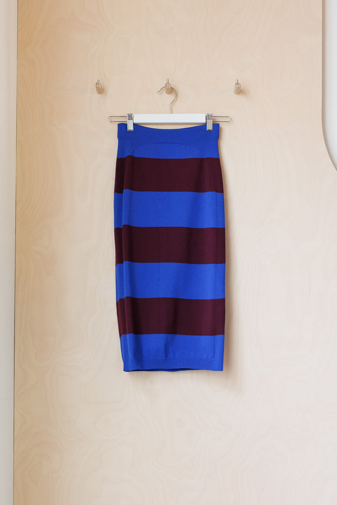Dries Van Noten Knit Pencil Skirt - Blue/Plum