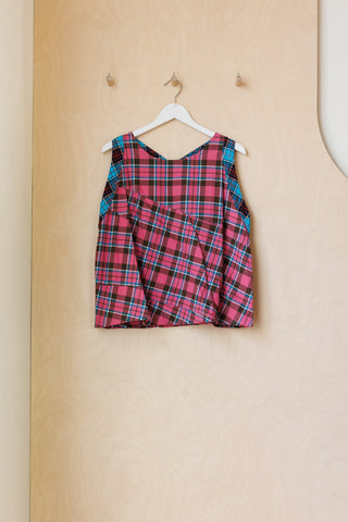 Nom D Flannel Twist Shell Top - Pink/Blue