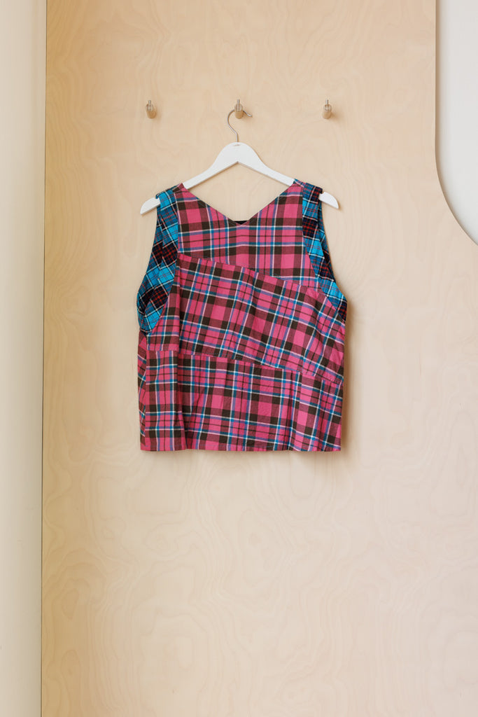 Nom D Flannel Twist Shell Top - Pink/Blue