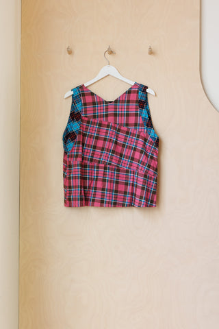 Nom D Flannel Twist Shell Top - Pink/Blue
