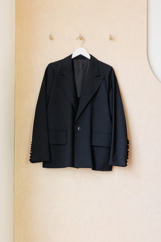 Archives Nom D Ruffle Sleeve Blazer - Black