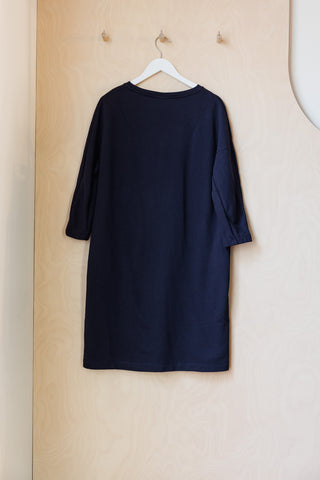 Dries Van Noten Long Sleeve Sweatshirt Dress - Navy