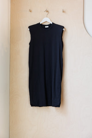 Archives Dries Van Noten Padded-Shoulder Sleeveless Shirt Dress - Black