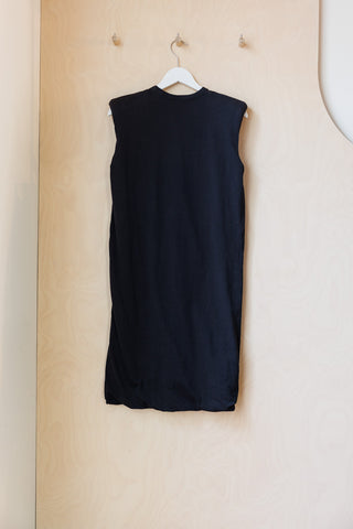 Archives Dries Van Noten Padded-Shoulder Sleeveless Shirt Dress - Black