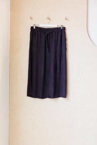 Tartan Silk Drawstring Waist Skirt - Deep Purple