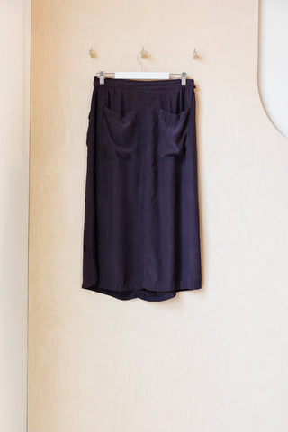 Tartan Silk Drawstring Waist Skirt - Deep Purple