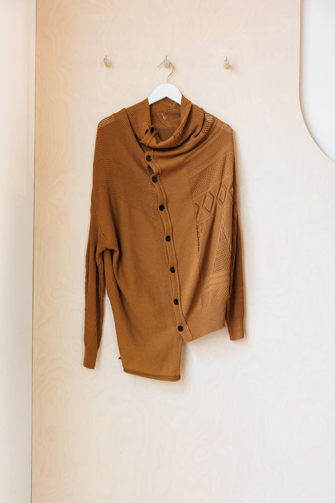 Y's by Yohji Yamamoto Asymmetrical Cardigan - Tan