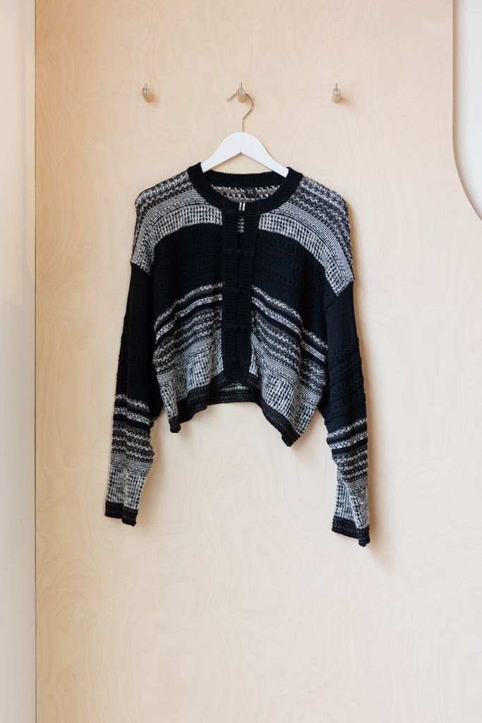 Y's by Yohji Yamamoto Stripe Cardigan - Black
