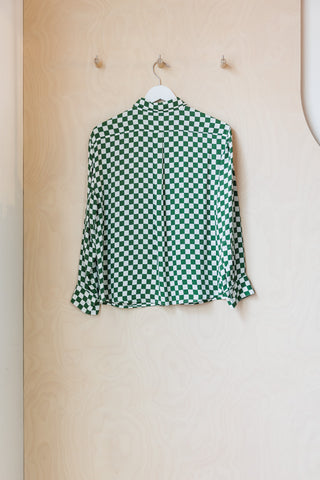 Dries Van Noten Checkerboard Long Sleeve Shirt - Green