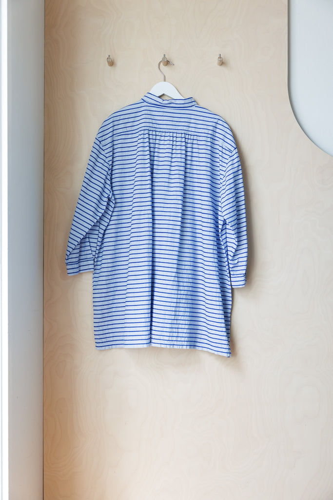 Henrik Vibskov Stripe Half Button Shirt - Blue