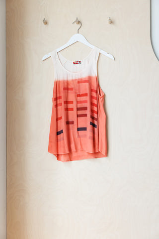 Tartan Printed Garment Dyed Silk Tank - Peach