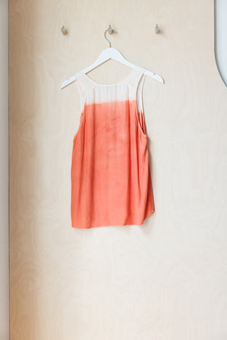Tartan Printed Garment Dyed Silk Tank - Peach