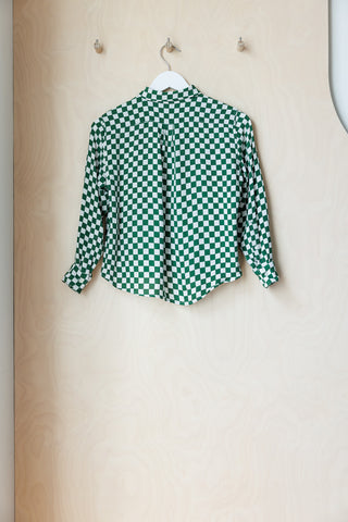 Dries Van Noten Checkerboard Long Sleeve Shirt - Green