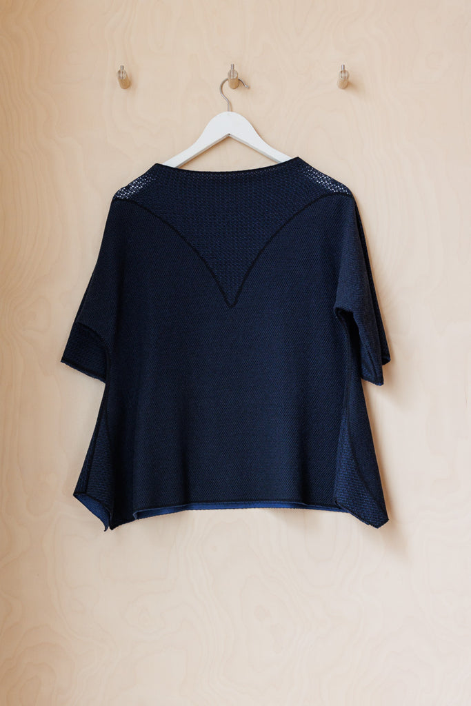 Issey Miyake Knit Boat Neck Top - Navy