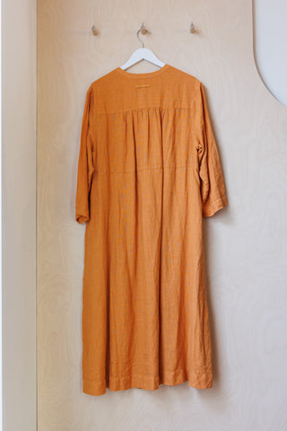 Toast Gathered Garment Dyed Linen Dress - Apricot