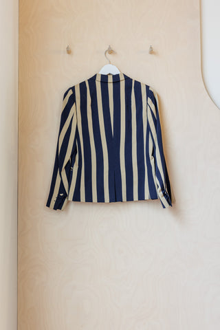 Dries Van Noten Stripe Blazer - Navy/Tan
