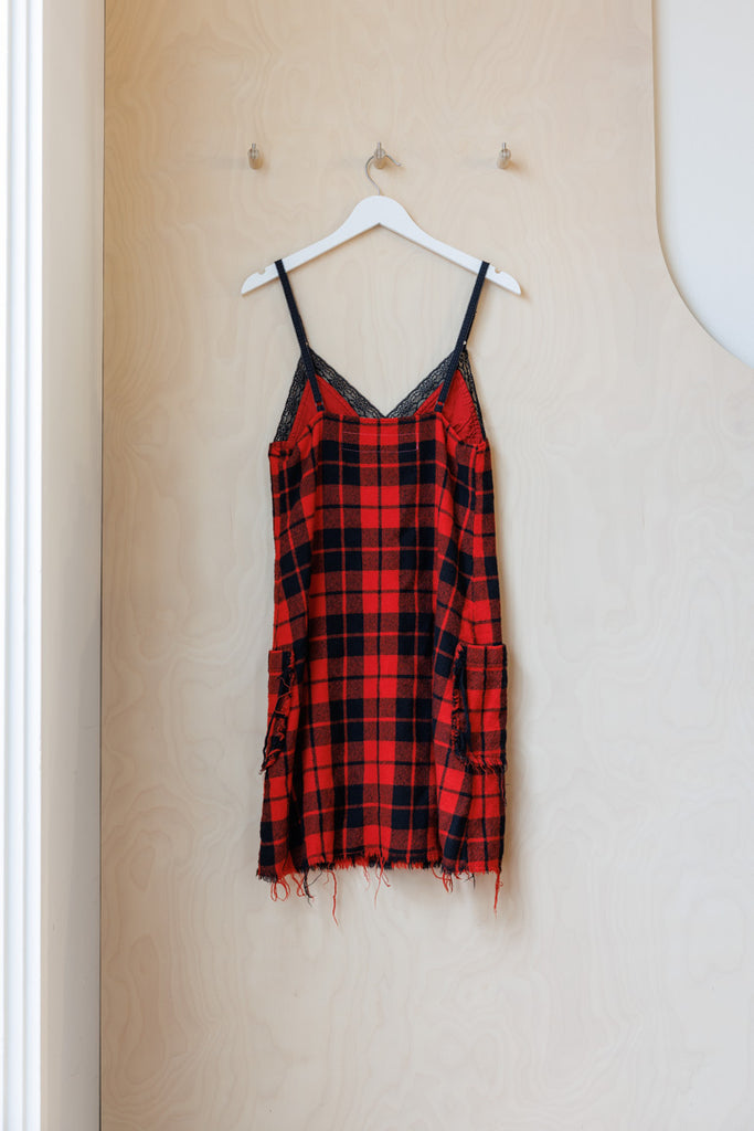 Comme Des Garçons Wool Tartan Slip Dress - Red
