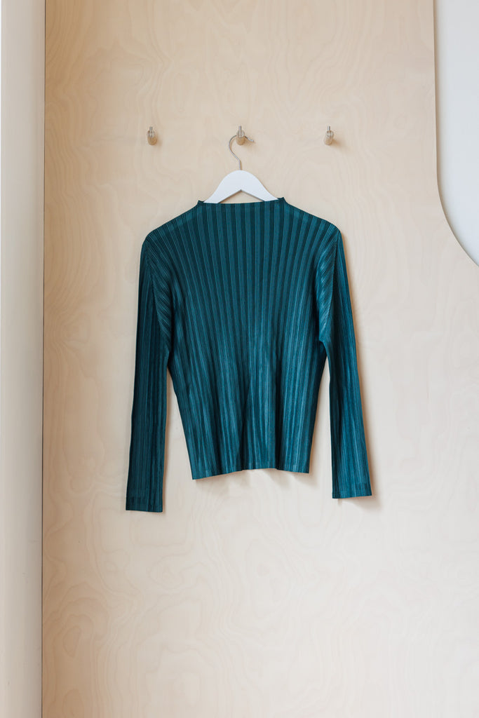 Pleats Please Mock Neck Top - Emerald
