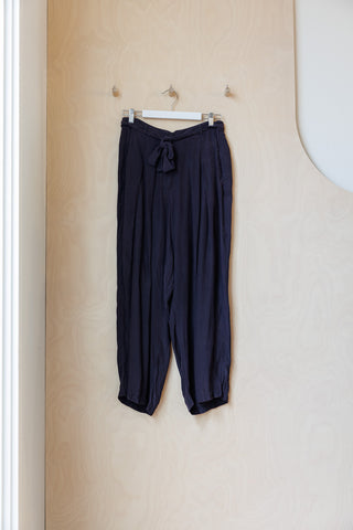 Tartan Garment Dyed Silk Pants - Deep Purple
