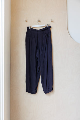 Tartan Garment Dyed Silk Pants - Deep Purple
