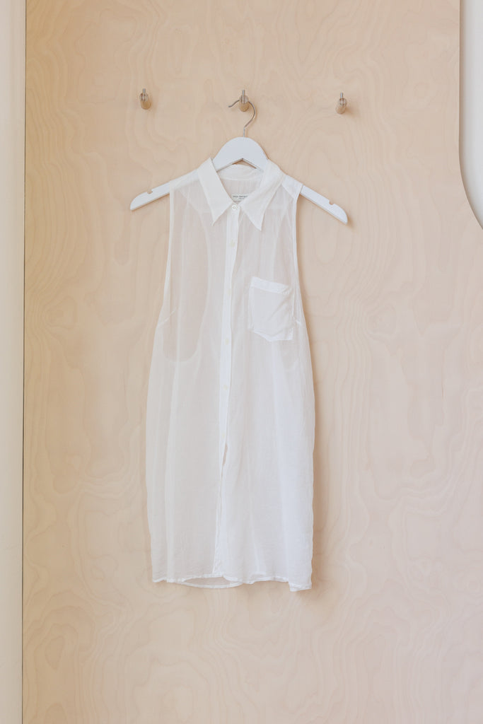 Dries Van Noten Sleeveless Voile Shirt - White