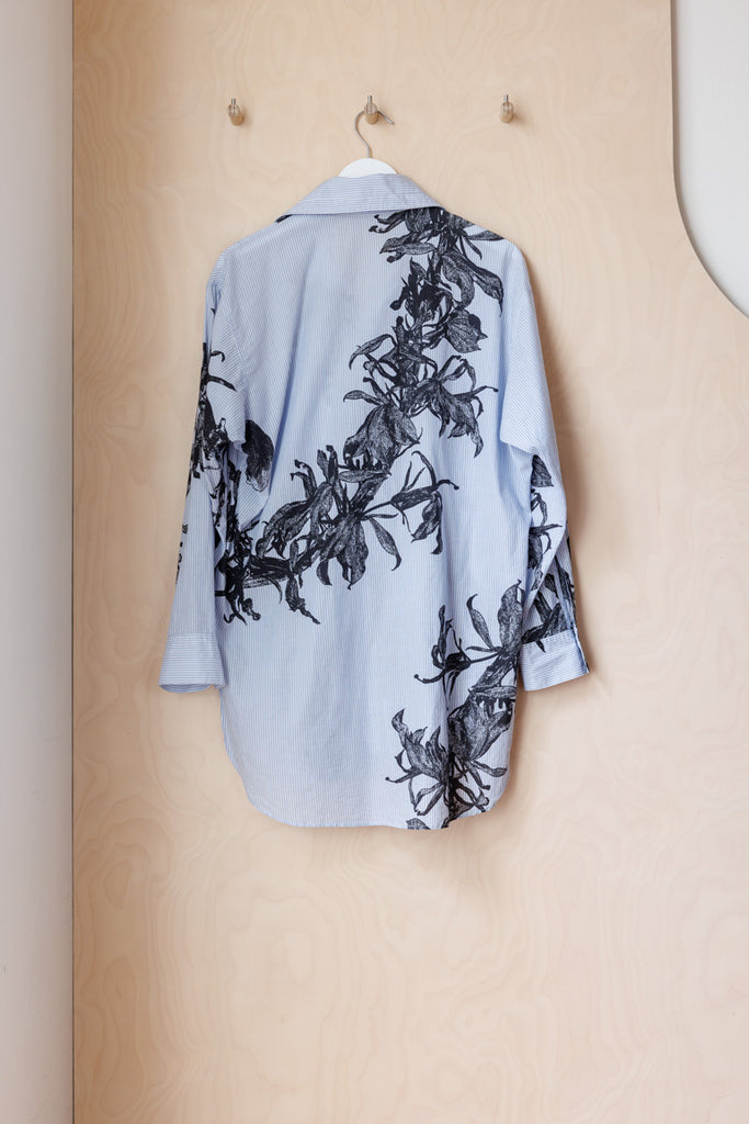 Y's by Yohji Yamamoto Floral Print Shirt - Blue/Black