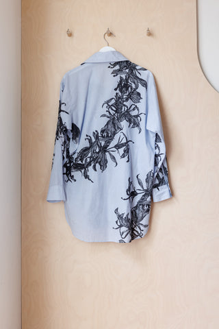 Y's by Yohji Yamamoto Floral Print Shirt - Blue/Black