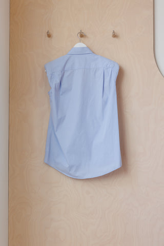 Dries Van Noten Padded-Shoulder Sleeveless Shirt - Blue