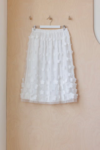 Comme Des Garçons Girl Flower Applique Skirt - White