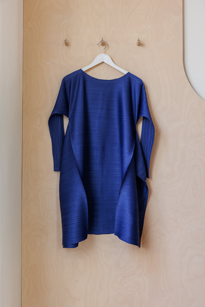 Pleats Please Long Sleeve Wide Dress - Blue