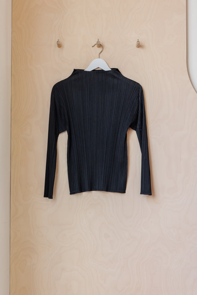 Pleats Please Mock Turtleneck Top - Black