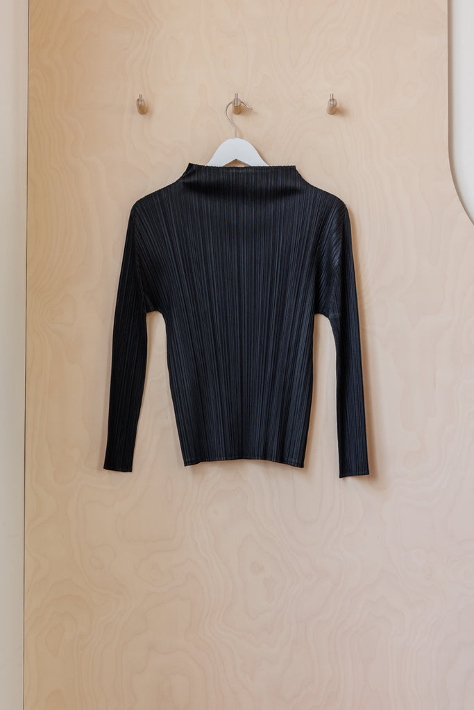 Pleats Please Mock Turtleneck Top - Black