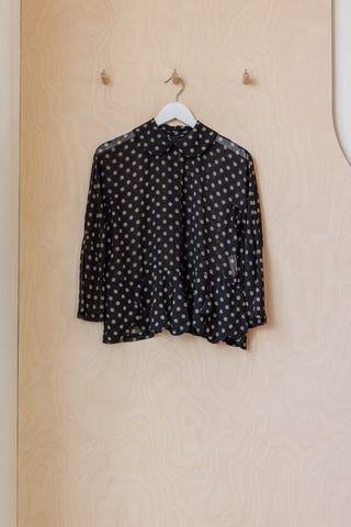 Comme Des Garçons Peter Pan Collar Blouse - Black/Grey