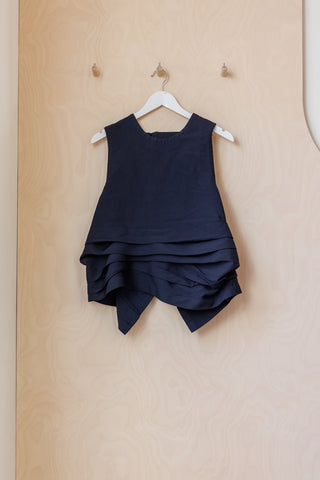 Comme Des Garçons Pleats & Buckled Top - Navy