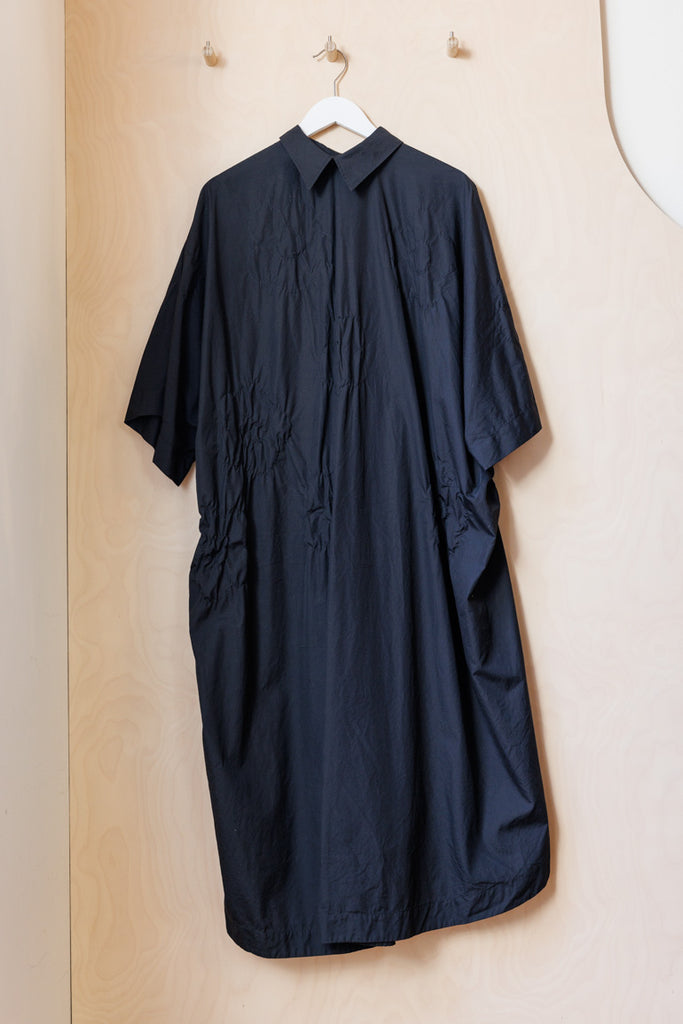 Simone Rocha Smocked Poplin Shirt Dress - Black