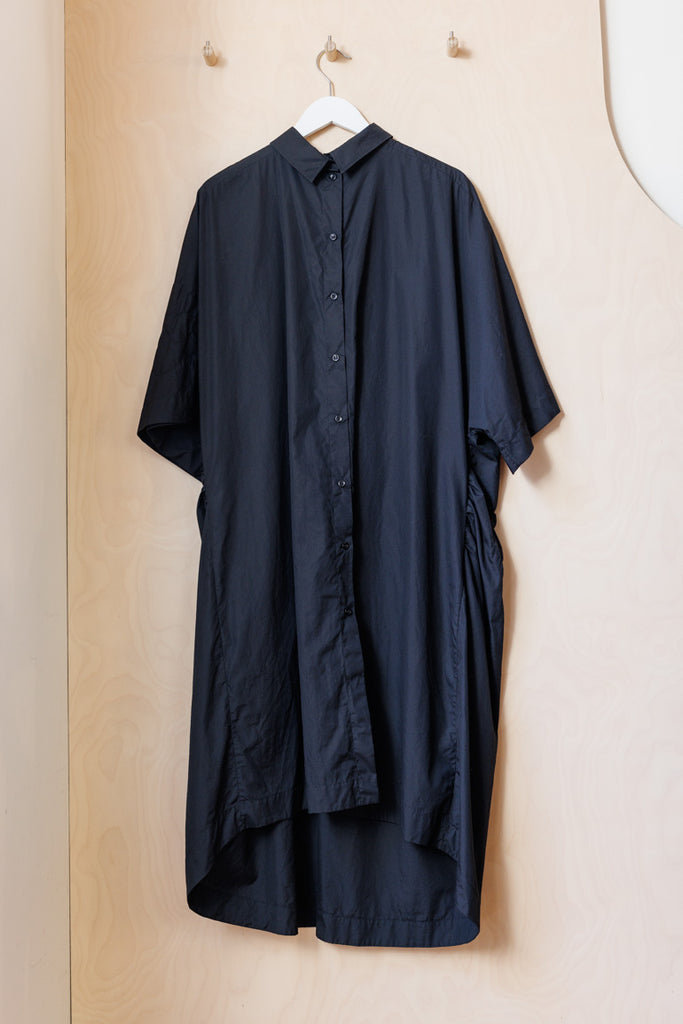 Simone Rocha Smocked Poplin Shirt Dress - Black