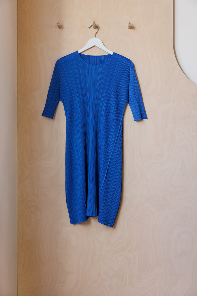 Pleats Please Short Sleeve Dress - Blue