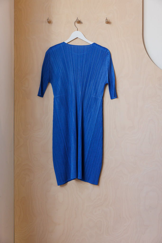 Pleats Please Short Sleeve Dress - Blue
