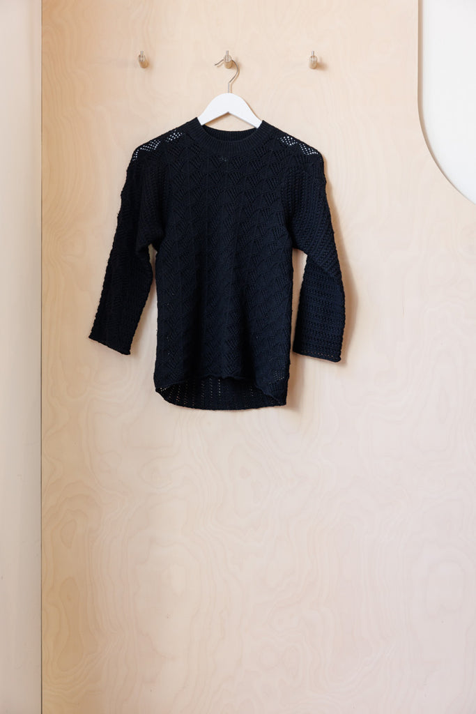 Comme Des Garçons Openwork Knit Top - Black