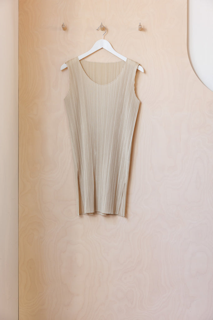Pleats Please Sleeveless Tunic Top - Gold