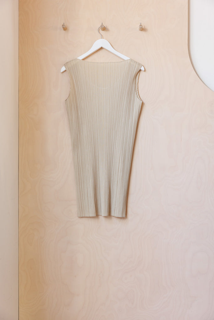 Pleats Please Sleeveless Tunic Top - Gold