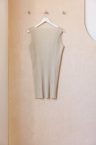 Pleats Please Sleeveless Tunic Top - Gold