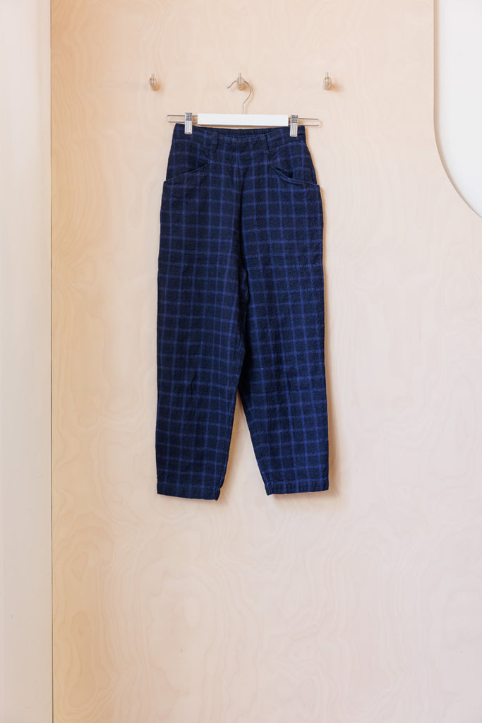 Toast Cropped Plaid Trouser - Blue