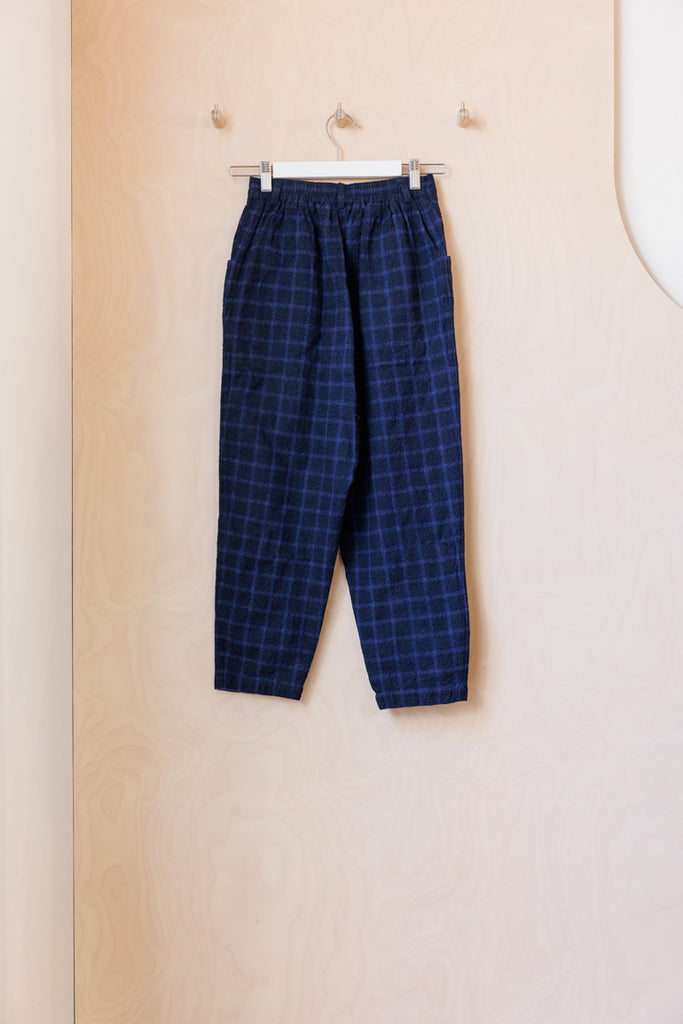 Toast Cropped Plaid Trouser - Blue