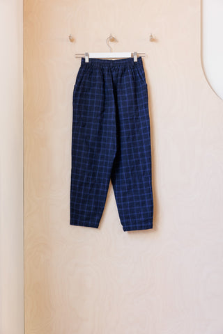 Toast Cropped Plaid Trouser - Blue