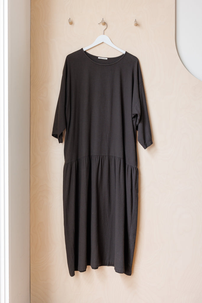 Black Crane Easy Dress - Dark Grey