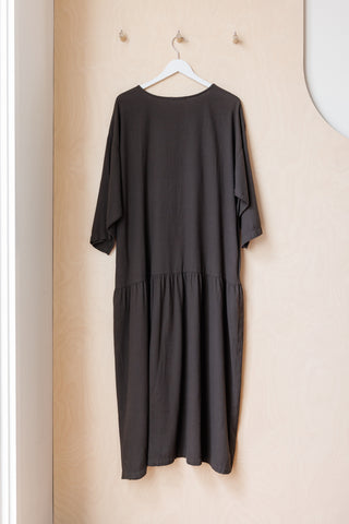 Black Crane Easy Dress - Dark Grey