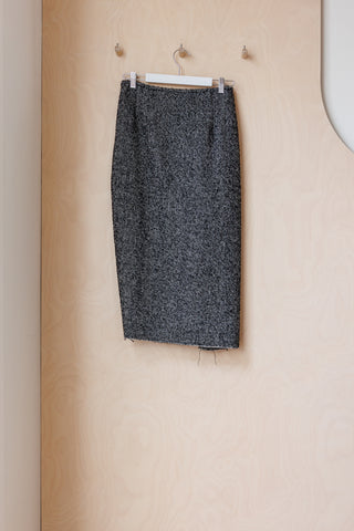 Dries Van Noten Tweed Ruffle Skirt - Black/White