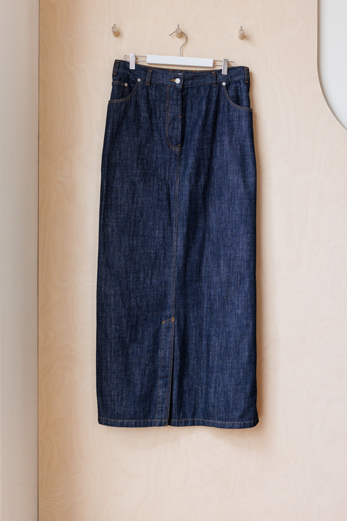 Dries Van Noten Long Denim Skirt - Indigo