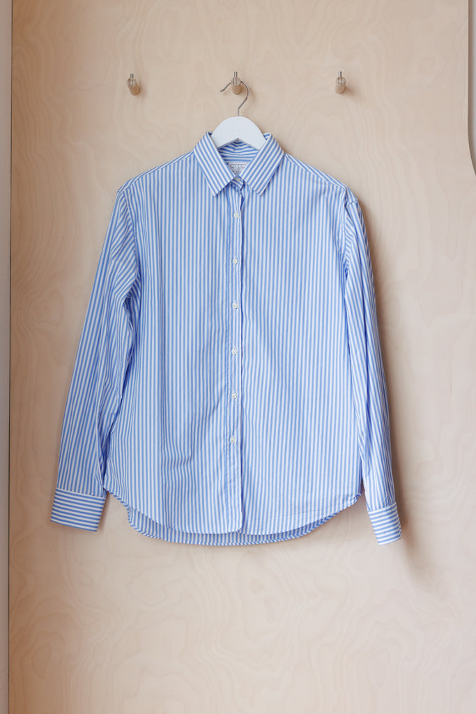 Stella Jean Striped Button Up Shirt - Blue/White